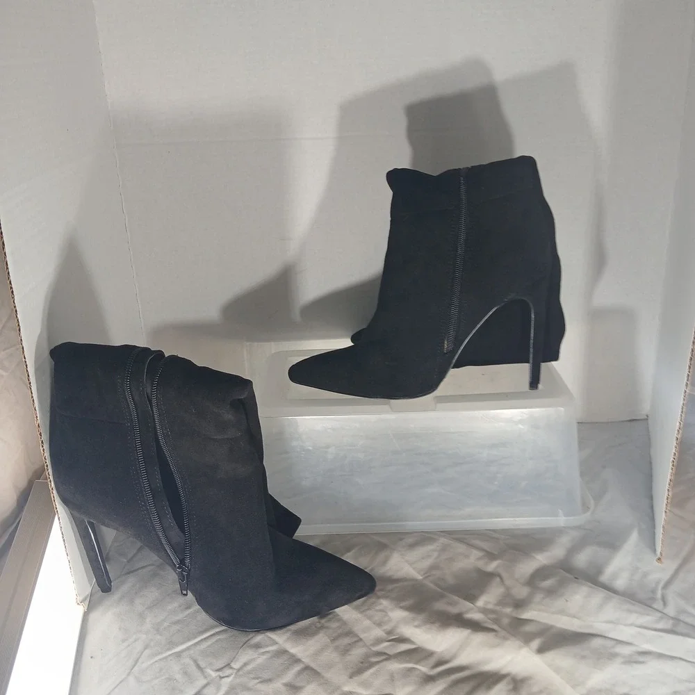 Olivia James Women Black Faux Suede Over The Knee Stiletto Boots Pointed Toe 8.5